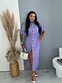 Dlhé denim šaty na gombíky LILAC