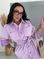Denim šaty na gombíky a opaskom LAVENDER