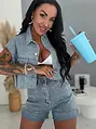 Crop denim vesta s kamienkami CRYSTAL
