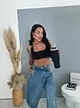 Rebrovaný crop top s funkčným zapínaním na traky CAPRI