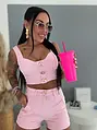 Pink denim komplet so zlatou ozdobou VIBE SET
