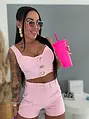 Pink denim komplet so zlatou ozdobou VIBE SET