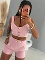 Pink denim komplet so zlatou ozdobou VIBE SET