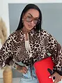 Satin ballon jacket s leopardím vzorom LEORA