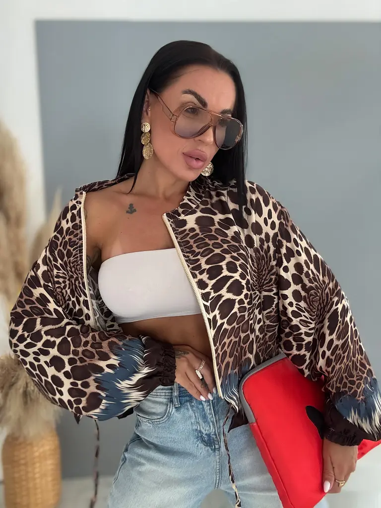Satin ballon jacket s leopardím vzorom LEORA - next