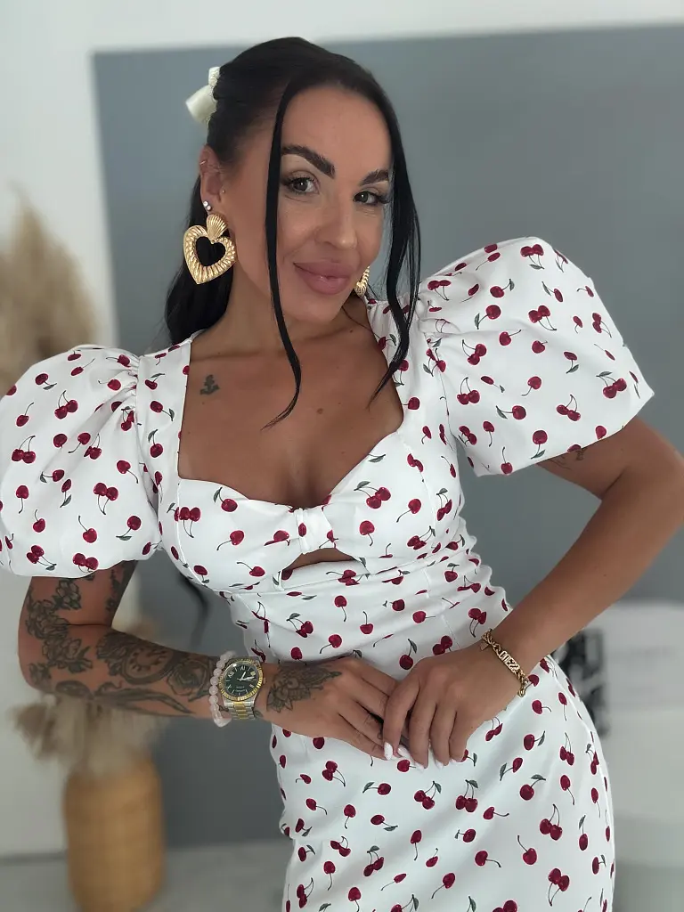 MIDI šaty s vypchávkami CHERRY
