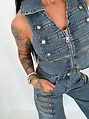 Dvojdielny denim komplet s ozdobnými prackami BROOKLYN