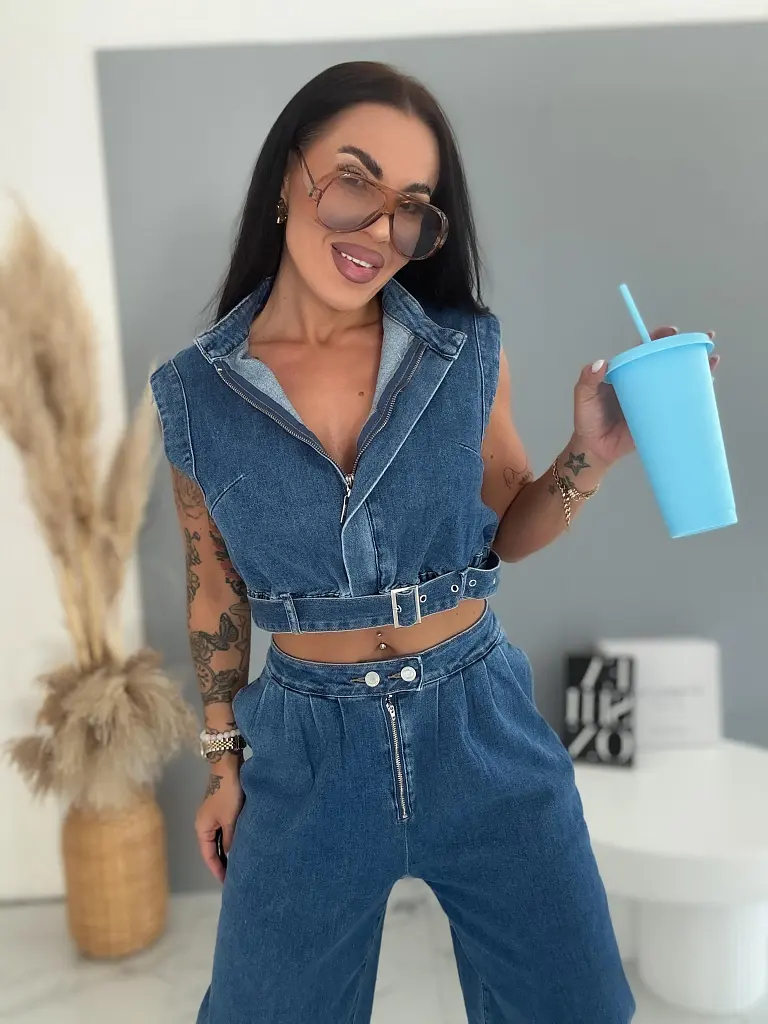 Dvojdielny denim komplet s opaskom MANHATTAN - next