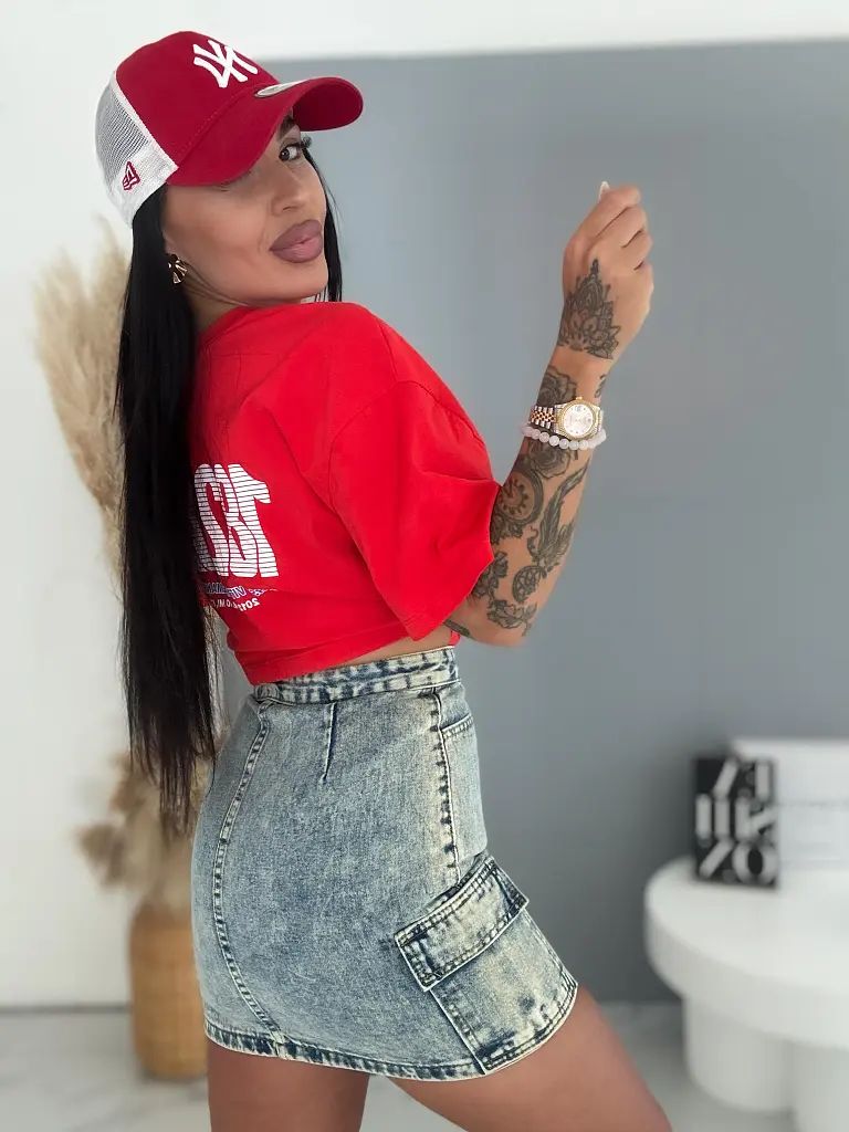 Denim sukňa na zips ROXIE - next
