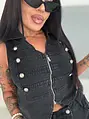 Dvojdielny denim komplet s ozdobnými prackami BROOKLYN