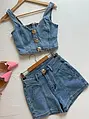 Blue denim komplet so zlatou ozdobou VIBE SET