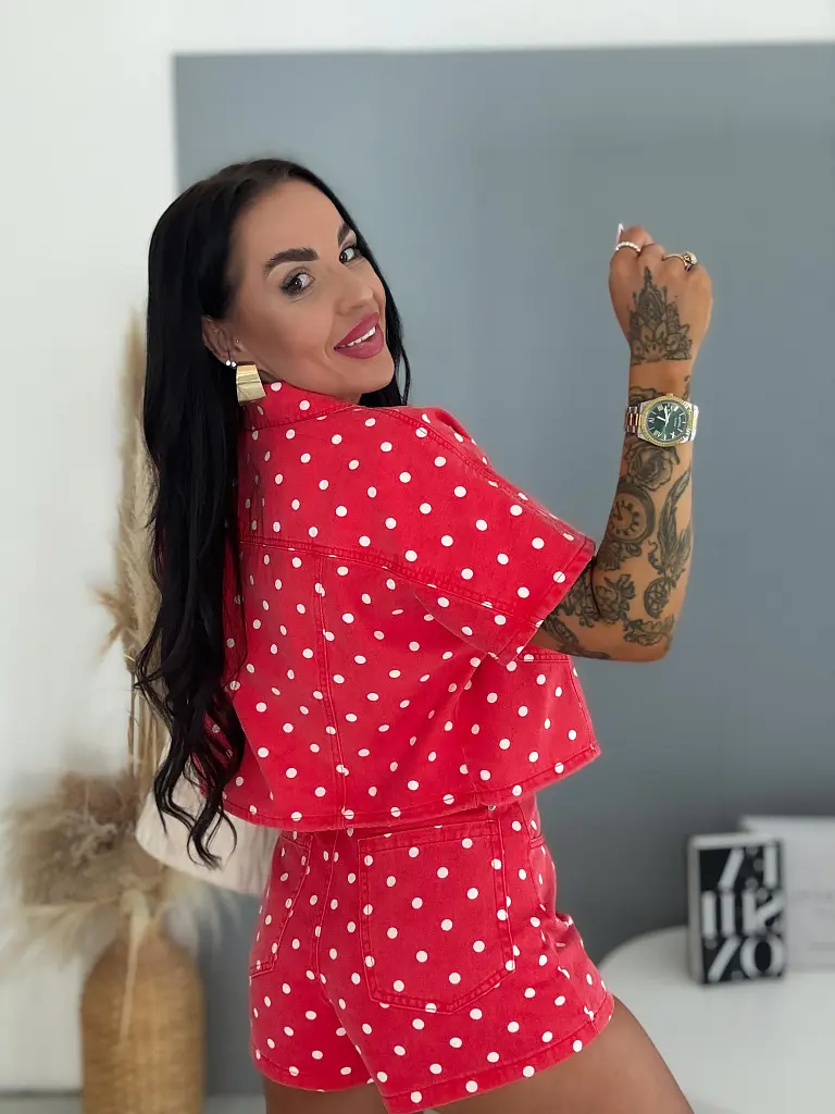 Bodkovaná denim košeľa PANNA - next