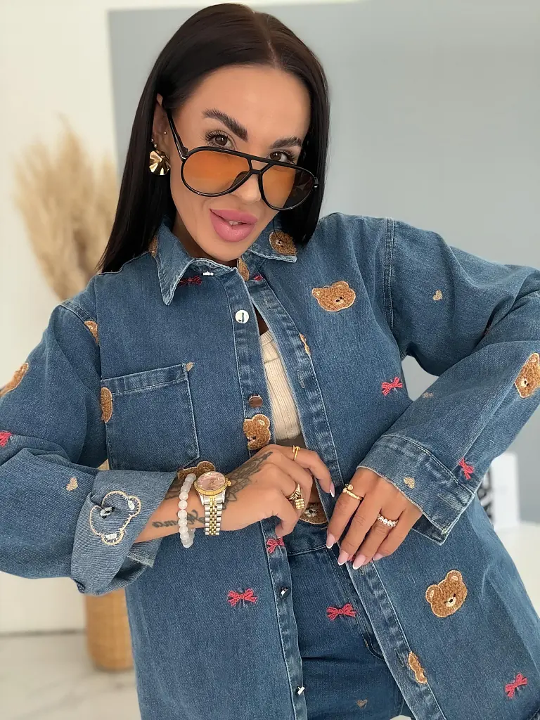 Denimový oversize košeľový kabát TEDDY - next