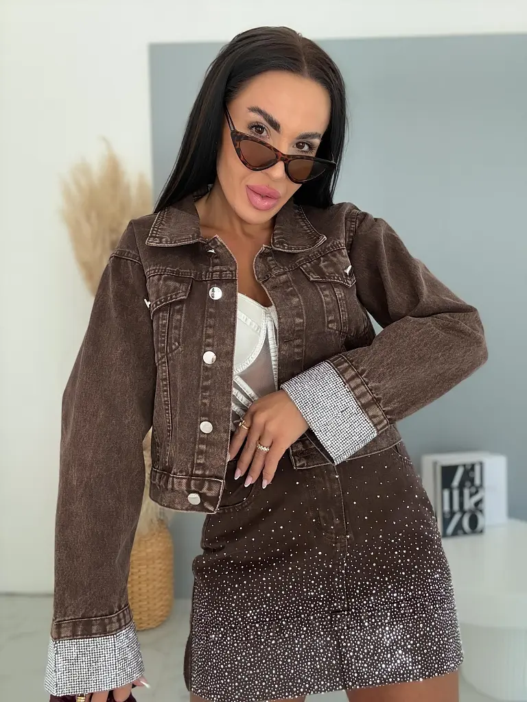 Dvojdielny denim komplet s kamienkami SPARK - next