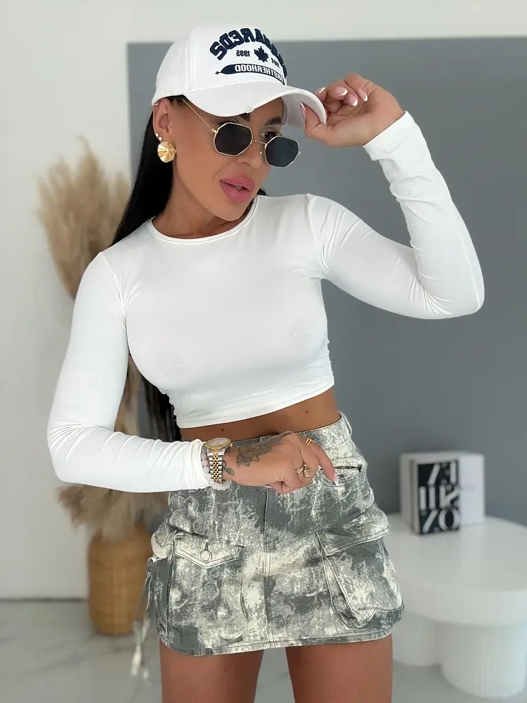 Denim mini sukňa s mramorovým efektom ONYX