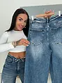 Roztrhané baggy fit rifle s vysokým pásom RINA