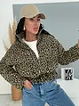 Hrubší džínsový kabát s leopardím vzorom SAFARI