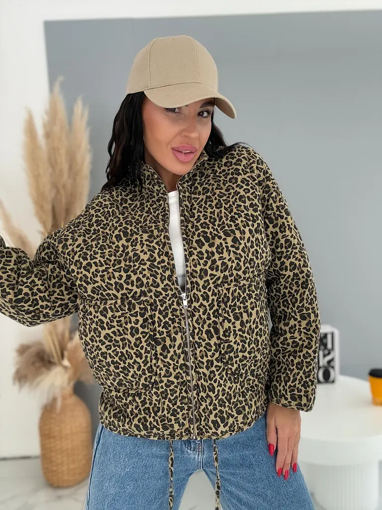 Hrubší džínsový kabát s leopardím vzorom SAFARI - next
