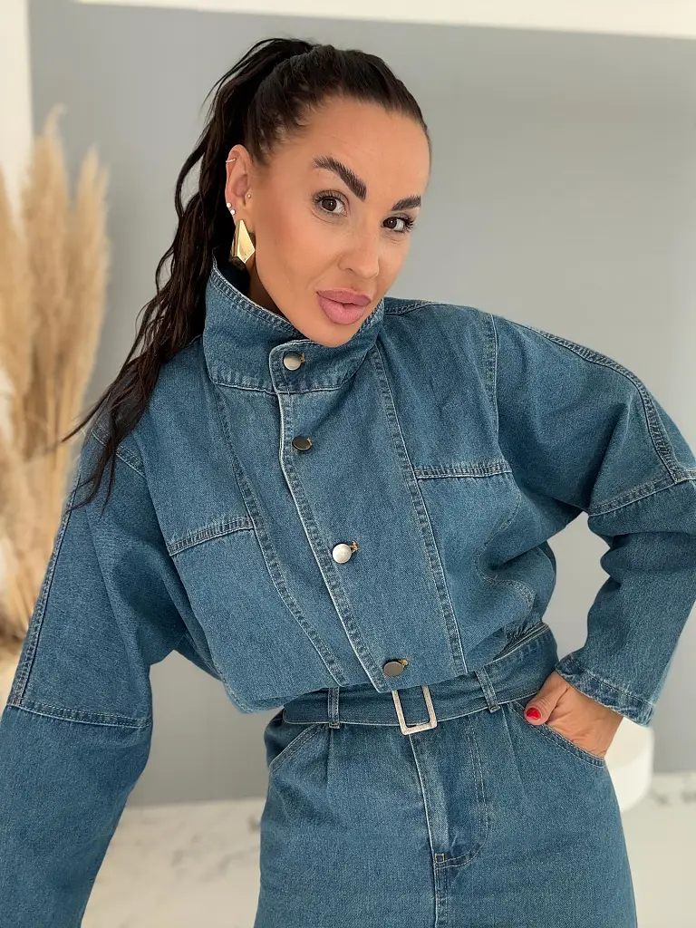 Denim šaty na gombíky a opaskom SIENA