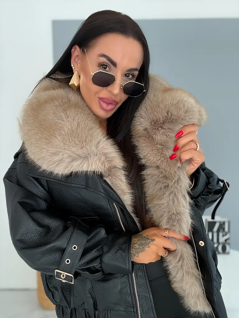 Kožená bunda s kožušinou DARK NOVA