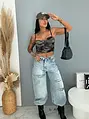 Vystužený army crop top s ramienkami CLEO