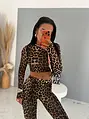 Basic crop tričko s leopardím vzorom a otvormi na palce PATTY