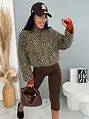 Hrubší džínsový kabát s leopardím vzorom SAFARI