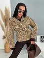 Džínsová bunda s leopardím vzorom a opaskom LEON