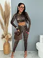 Elastické leopardie kaliopky legíny s vysokým pásom FLEXA