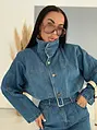 Denim šaty na gombíky a opaskom SIENA