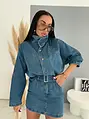 Denim šaty na gombíky a opaskom SIENA