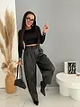 Baggy čierne koženkové nohavice AURE LUXE