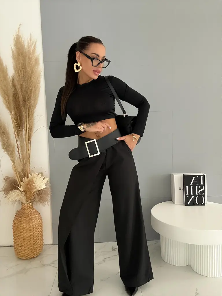 Wide leg nohavice s big opaskom ALORA