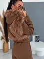 Prémium baggy súprava s kožušinou BROWN LUXURY
