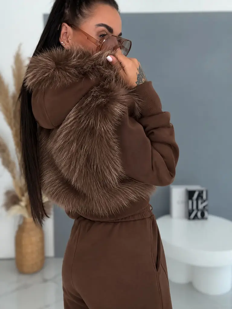 Prémium baggy súprava s kožušinou CHOCO LUXURY
