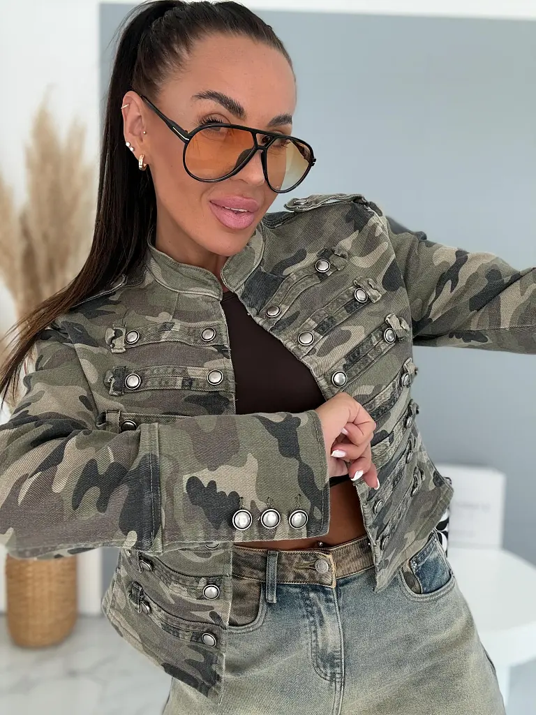Denim army bunda s ozdobnými prackami FORCE - next
