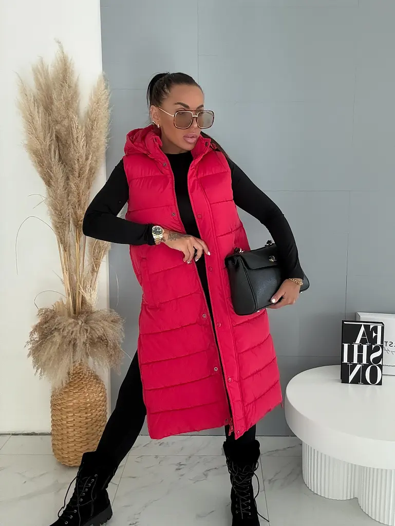 Dlhá vesta s kapucňou RED