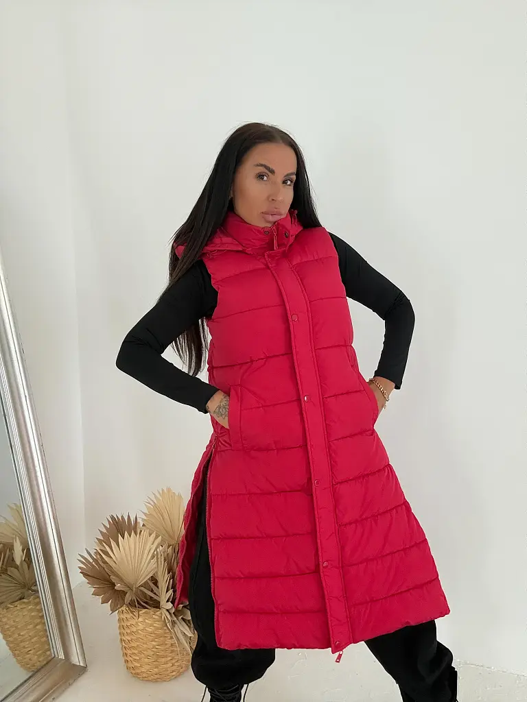 Dlhá vesta s kapucňou RED