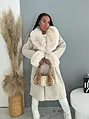 Dlhý vlnený kabát s kožušinovými detailmi MISTRESS
