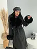 Dlhý vlnený kabát s kožušinovými detailmi MISTRESS