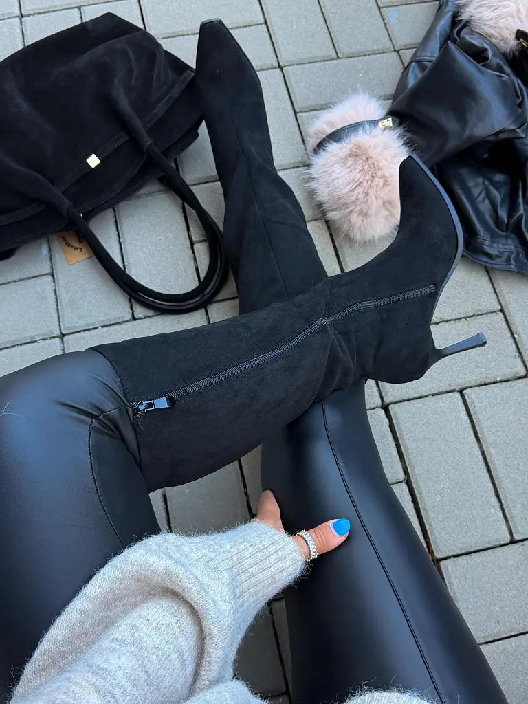 Semišové vysoké čižmy s teplou podšívkou SOFIA