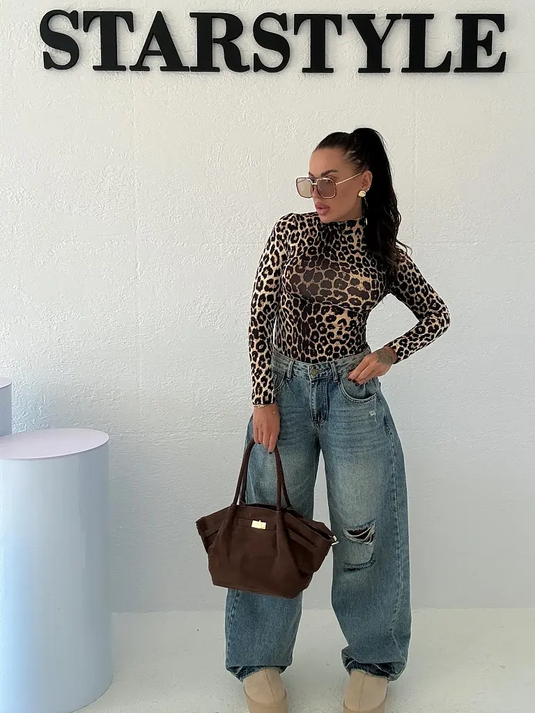 Basic elastické dámske tričko s leopardím vzorom CLEAN - next