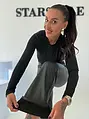 Vysokopásové koženkové wide-leg nohavice elastickým pásom RAVEN