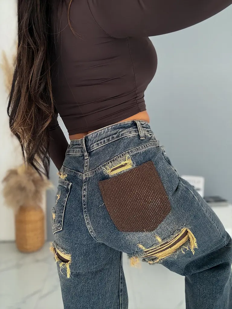 High Waist rifle s kamienkovými detailmi VOXA