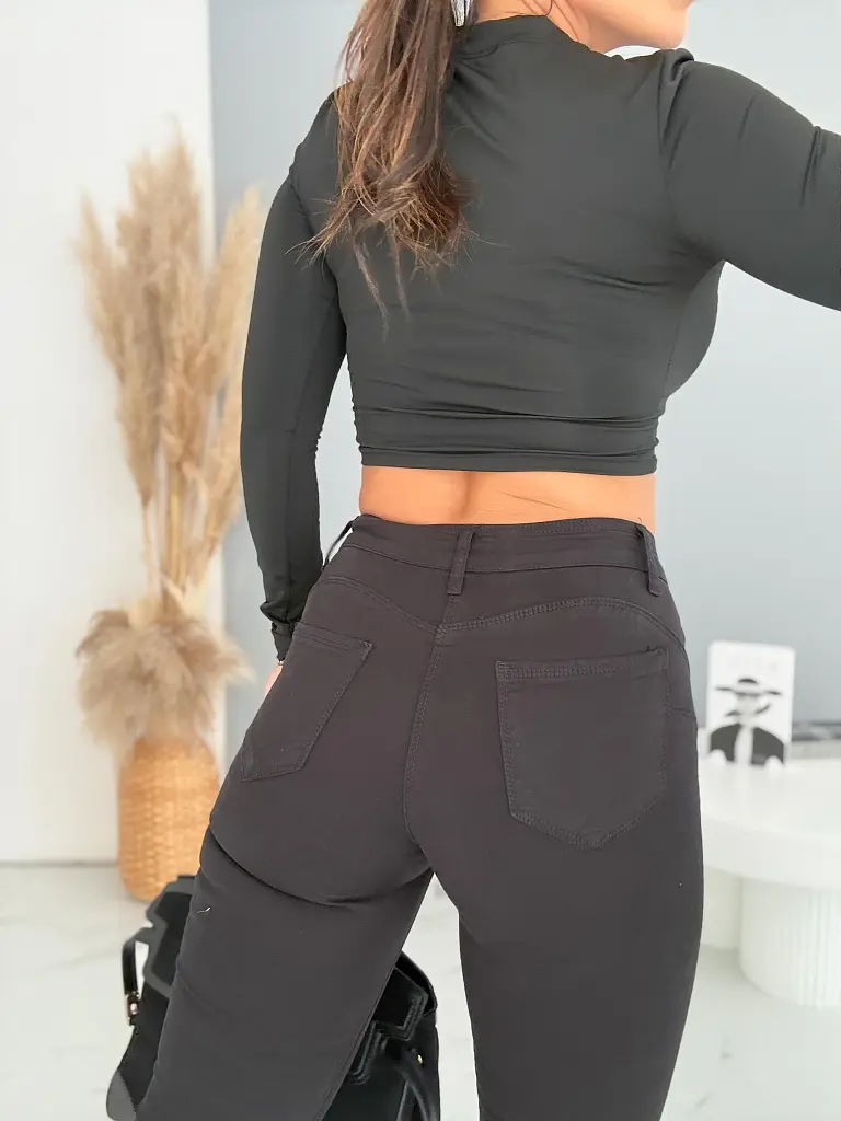 Dámske zvonové push-up fashion rifle s vysokým pásom BLACK FIT - next