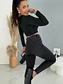 Čierne zateplené push-up skinny rifle s vysokým pásom JUNE