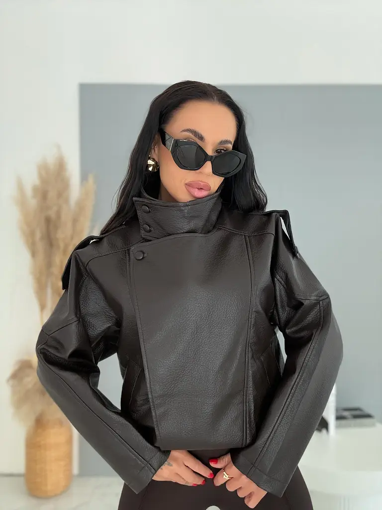 Hnedá koženková bomber bunda LIDER