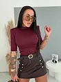 Wine koženkový skort so zlatou ozdobou MATE