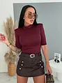 Wine koženkový skort so zlatou ozdobou MATE
