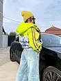 Bunda s kapucňou a denimovým detailom BLUSH